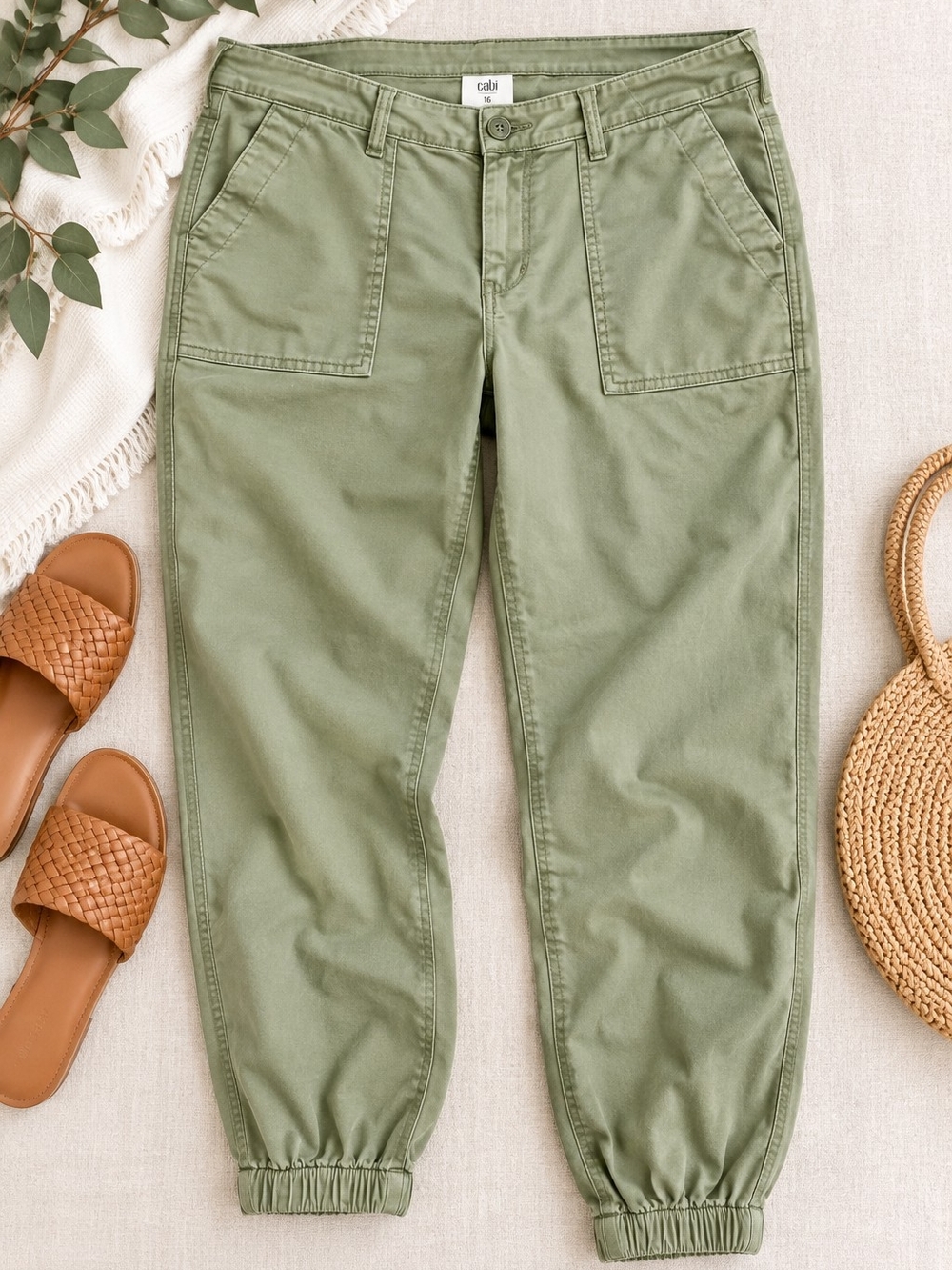 Women's Olive Utility Jogger Pants - Casual Everyday Style